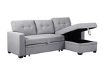 Walker Edison | Linen Pull Out Sectional Sofa with Storage Chaise Thumbnail