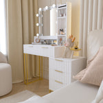 Walker Edison | White Makeup Vanity Desk with Mirror and Lights Thumbnail