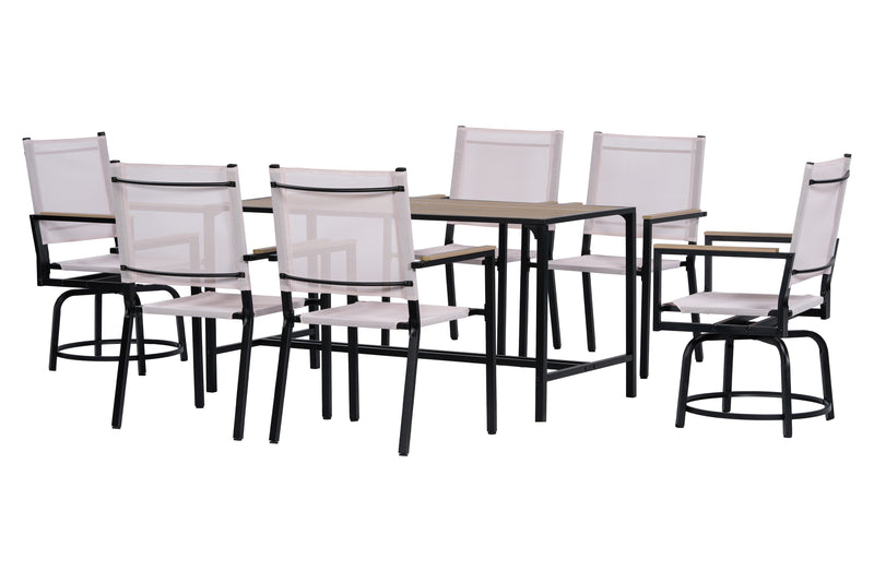 Walker Edison | Weather Proof 7 Piece Outdoor Dining Set