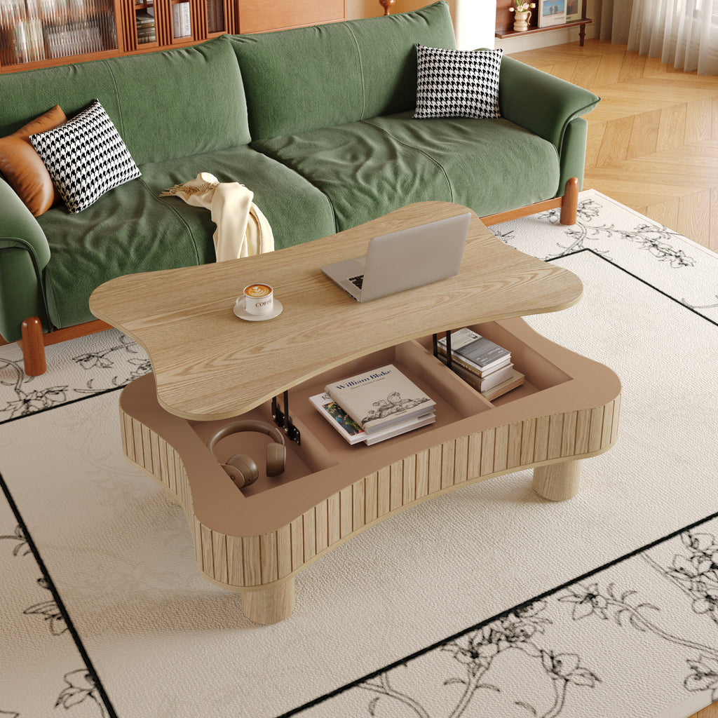 Reeded Lift-Top Coffee Table and Desk | Walker Edison