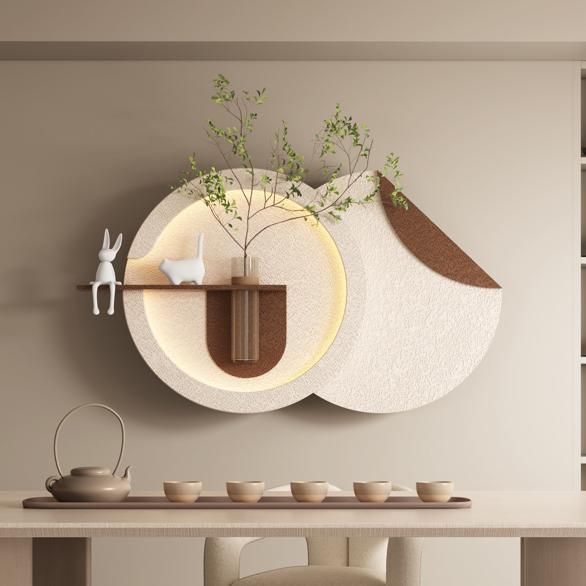Double-Disc Adjustable 3-Color LED Sandstone Wall Art Decor