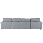 Walker Edison | Linen Modular 134" U-Shape Sectional Sofa with 2 Ottomans Thumbnail