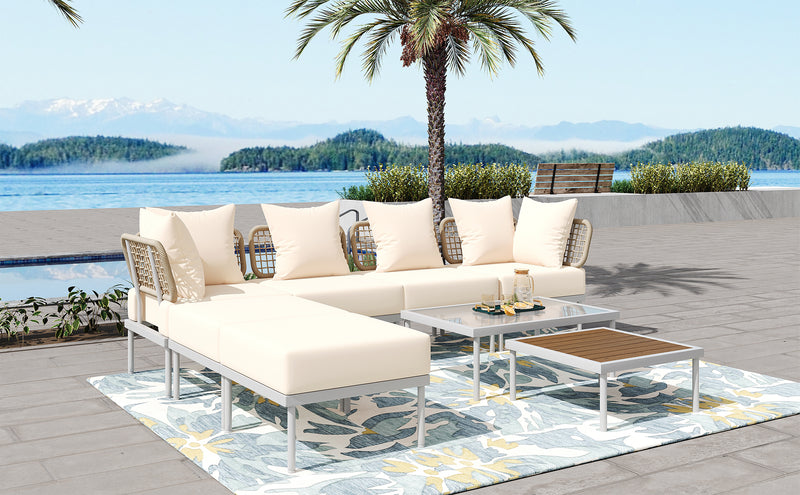 Walker Edison | Outdoor 8-Piece Sectional Sofa Set