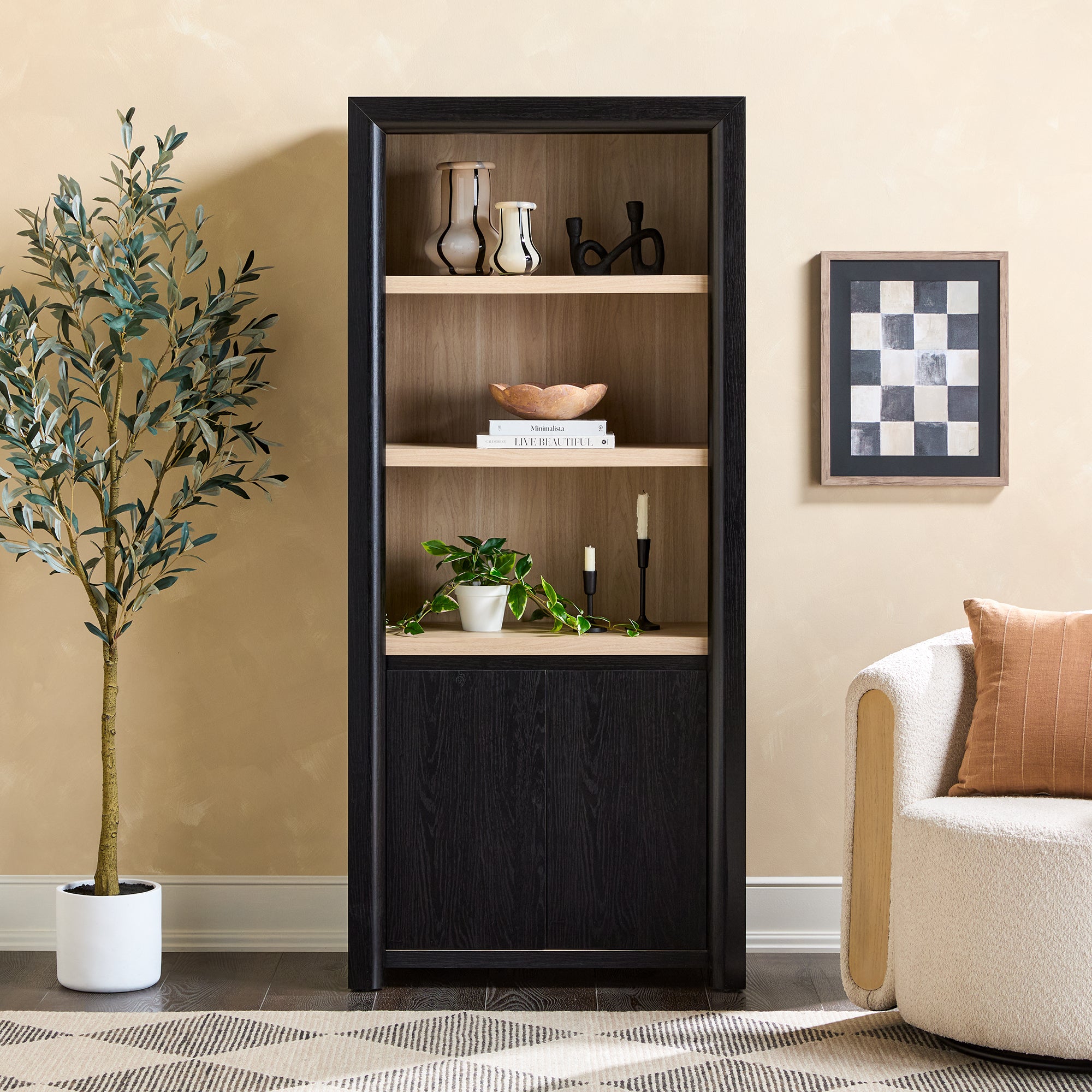 Walker Edison Amira Bookshelf with Storage Cabinet