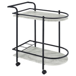 Walker Edison | Faux White Marble Serving Cart with Wine Rack Thumbnail