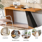 Walker Edison | Modern Wooden 63" Writing Desk with Monitor Stand Thumbnail