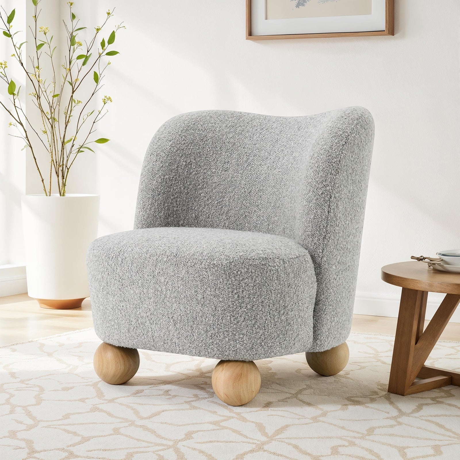 Walker Edison Curve Back Boucle Accent Chair - Thumbnail 3