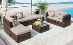 Walker Edison | Wicker 8-piece Outdoor Lounger Sofa Set Thumbnail