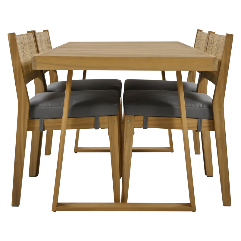 Walker Edison | Outdoor Acacia Wood Dining Table and Chair Set