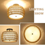 Walker Edison | Boho Rattan Flush Mount Ceiling Light Thumbnail