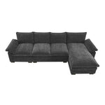 Walker Edison | Chenille Pillow Top Cloud L-shape Sectional Sofa with Chaise Lounge Thumbnail