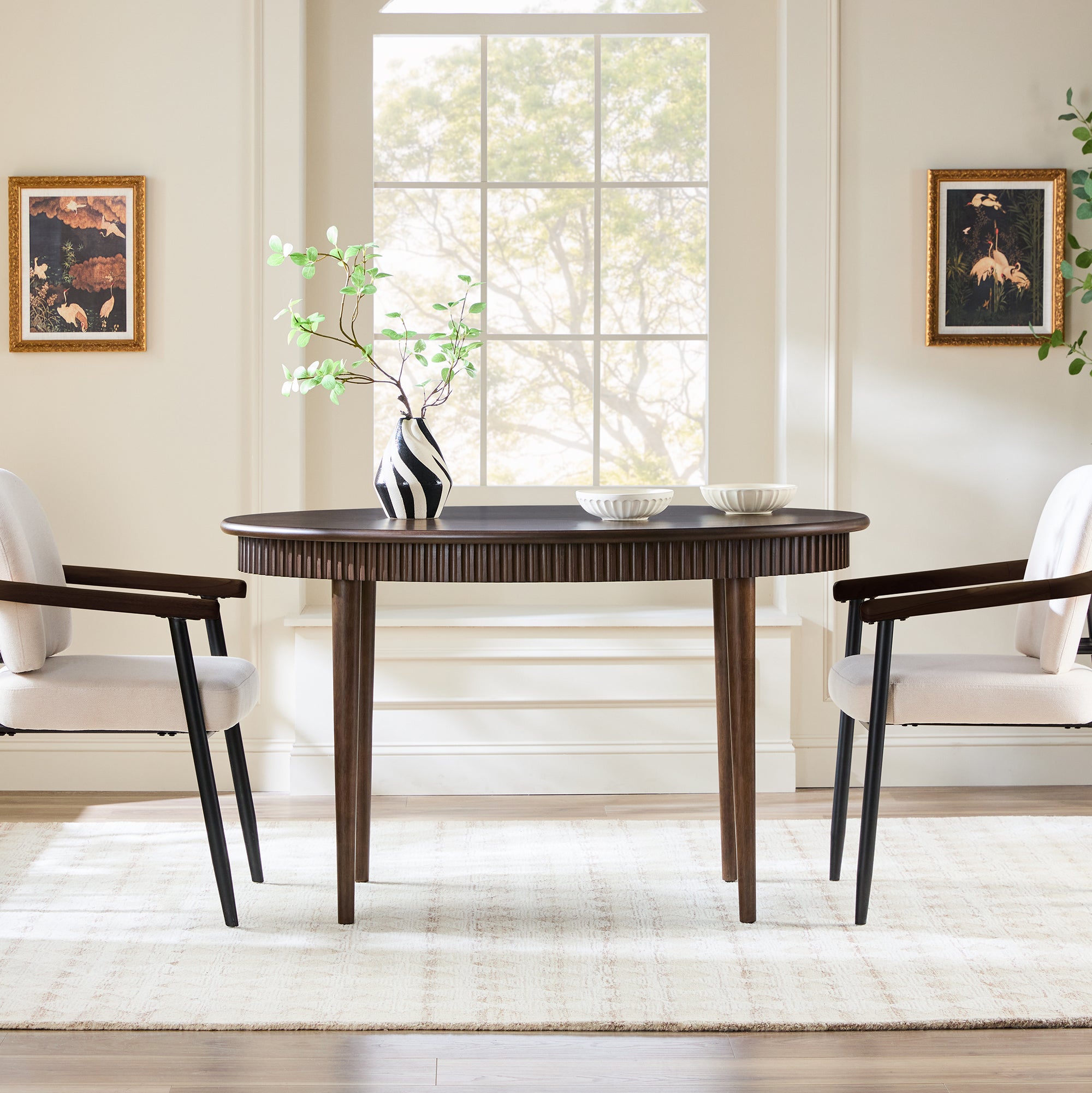 Samantha Modern Fluted 52-Inch Oval Dining Table | Walker Edison