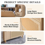 Walker Edison | Rattan Minimalist Entryway Storage Shoe Cabinet Thumbnail