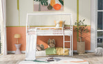 Walker Edison | Twin over Twin House Bunk Bed with Ladder and Slide Thumbnail