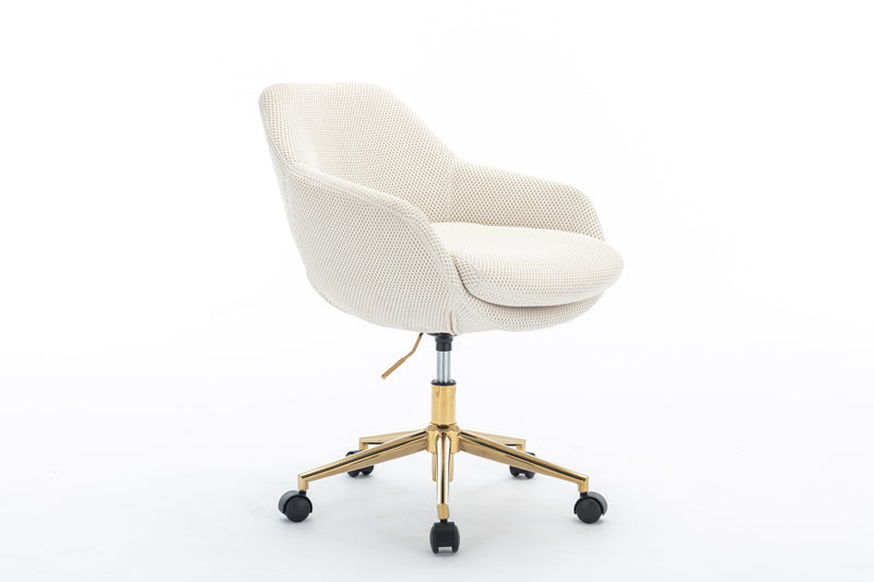 Walker Edison | Mesh Fabric Home Office 360°Swivel Chair with Gold Metal Base