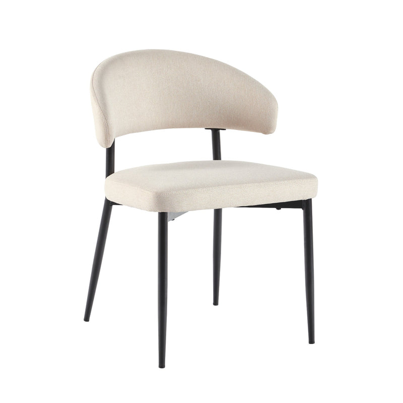 Modern Curved Back Upholstered Dining Chair, set of 2 Living Room Walker Edison Ivory 