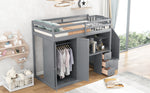 Walker Edison | Twin Size Loft Bed with Wardrobe and Staircase, Desk and Storage Thumbnail