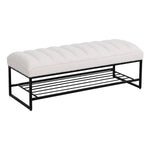 Walker Edison | Shoe Rack Bench with White Sherpa Cushion Thumbnail