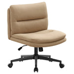 Walker Edison | Linen Criss Cross Legged Desk Chair with Wheels Thumbnail