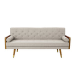 Walker Edison | Linen Aidan Sofa with Wood Accents Thumbnail