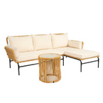 Walker Edison | Wicker 3 Pieces Outdoor Sectional Chat Set Thumbnail