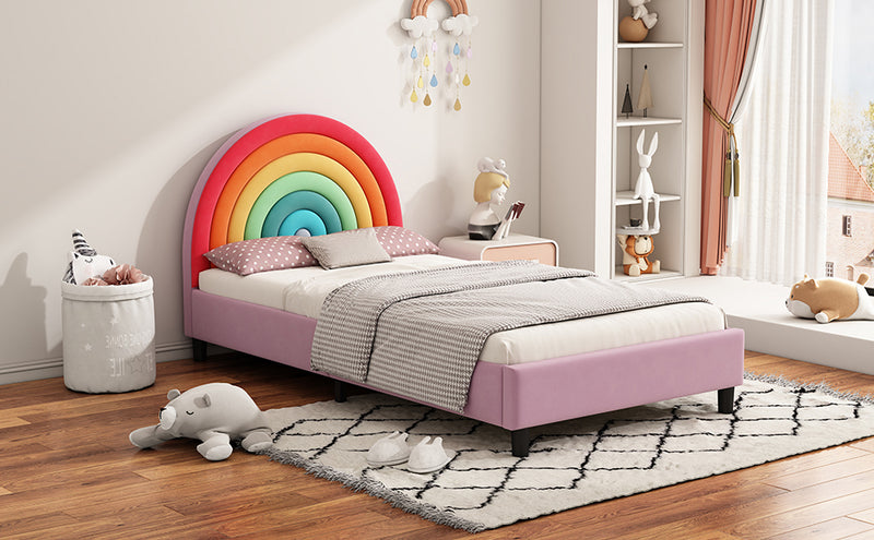 Walker Edison | Rainbow Design Upholstered Twin Platform Bed