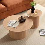 Walker Edison | Minimalist Fluted Set of 2 Round Coffee Side Table Set Thumbnail