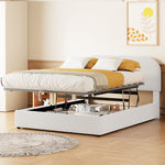 Walker Edison | Teddy Full Size Upholstered Platform Bed with Hydraulic Storage Thumbnail