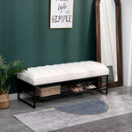 Walker Edison | Shoe Rack Bench with White Sherpa Cushion Thumbnail