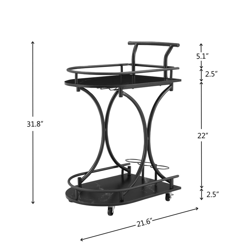 Walker Edison | Black 2-Tier Bar Cart