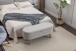 Walker Edison | Grey Velvet Storage Bench Thumbnail