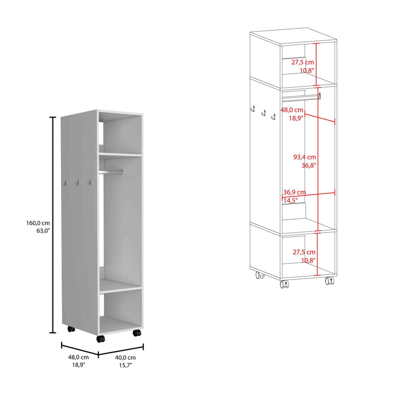 Walker Edison | White Tall Wardrobe Armoire with Mirror