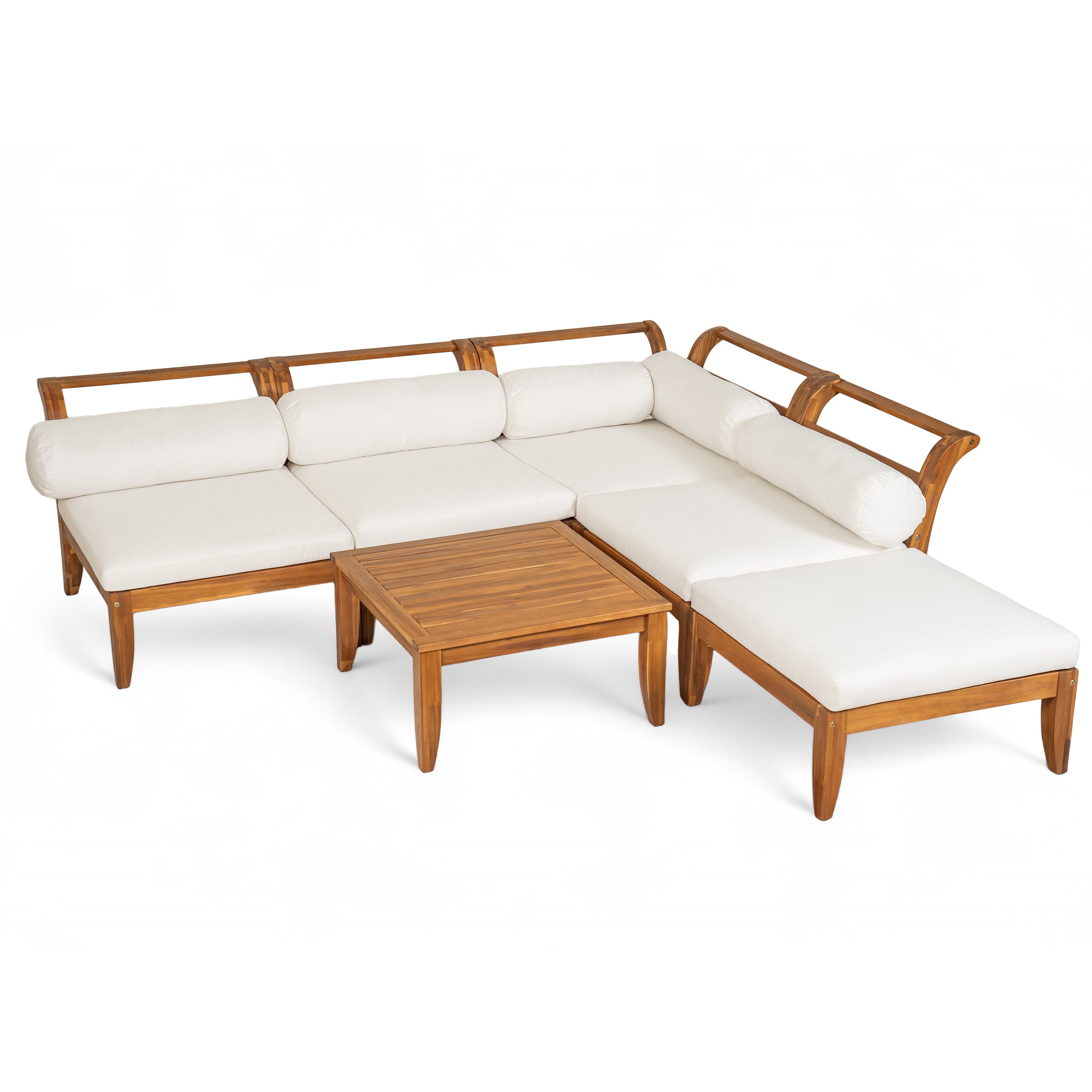 Walker Edison Modular Wood Outdoor Patio Sectional Sofa