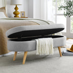 Walker Edison | Linen Oval Ottoman Storage Bench Thumbnail