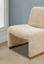 Walker Edison | Chenille Upholstered Armless Chair with Wood Legs Thumbnail