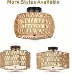 Walker Edison | Boho Rattan Flush Mount Ceiling Light Thumbnail