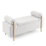 Walker Edison | Minimalist Upholstered Linen Storage Bench Thumbnail