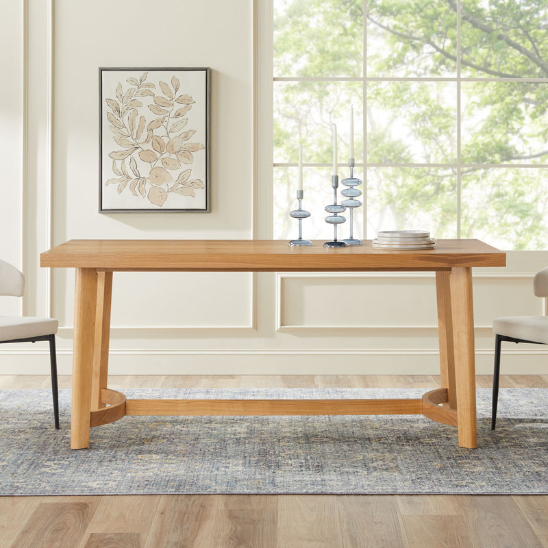 Nash Modern Farmhouse Rustic Solid Oak Wood Rectangular Dining Table