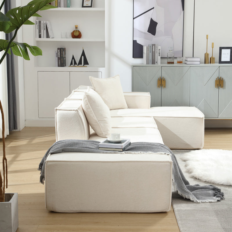 Walker Edison | Minimalist Terry Modular Couch with Right L-shaped Sectional