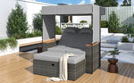 Walker Edison | Outdoor Patio 2-Piece Rattan Chairs and Bench Roof Set Thumbnail