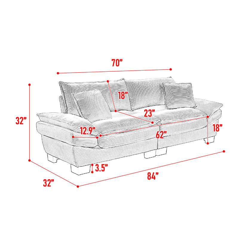 Walker Edison | Corduroy Cloud Loveseat Couch