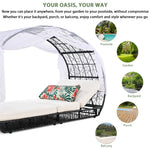 Walker Edison | Outdoor Patio Daybed with Curtain Thumbnail