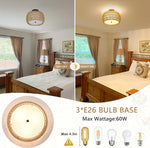 Walker Edison | Boho Rattan Flush Mount Ceiling Light Thumbnail