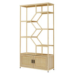 Walker Edison | Rattan Bookshelf Storage Cabinet Thumbnail