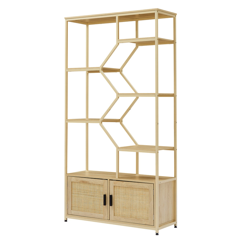 Walker Edison | Rattan Bookshelf Storage Cabinet