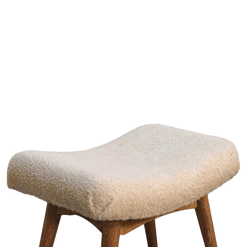 Walker Edison | Boucle Cream Curved Bench