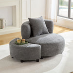 Walker Edison | Modern Teddy Cloud Accent Chair with Ottoman Thumbnail