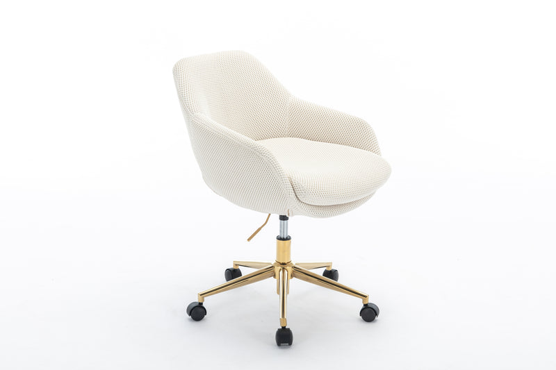 Walker Edison | Mesh Fabric Home Office 360°Swivel Chair with Gold Metal Base