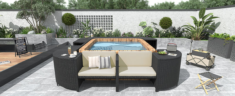 Walker Edison | Outdoor Wicker Spa Surround Frame