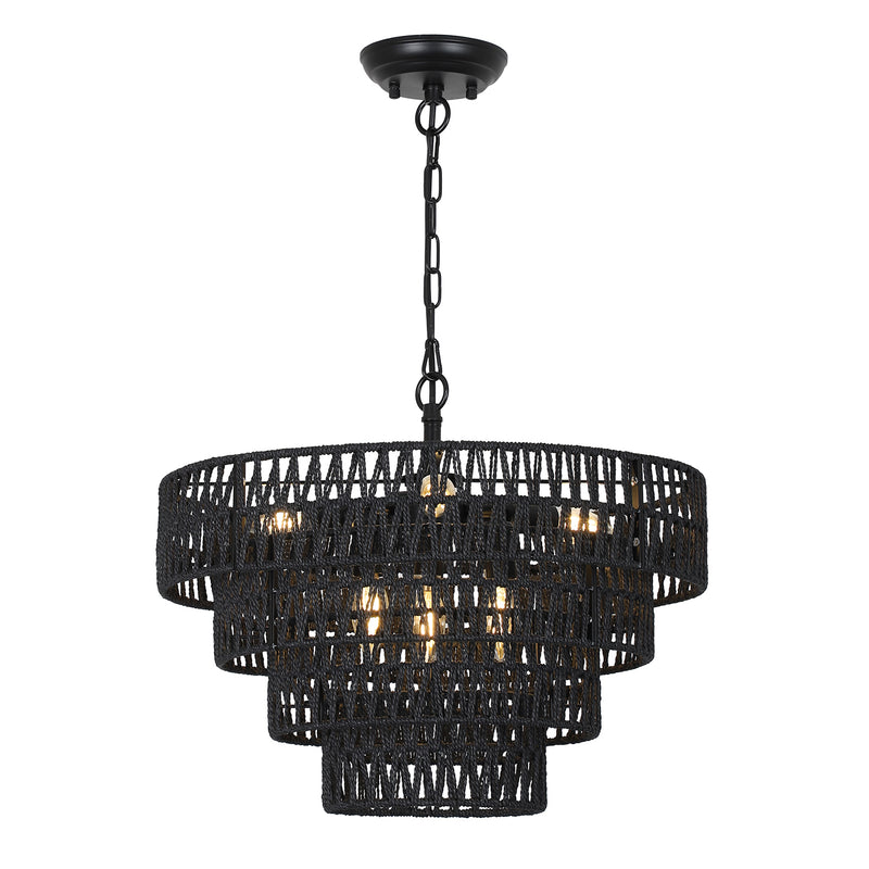 Walker Edison | Boho 6-Light Rattan Chandelier